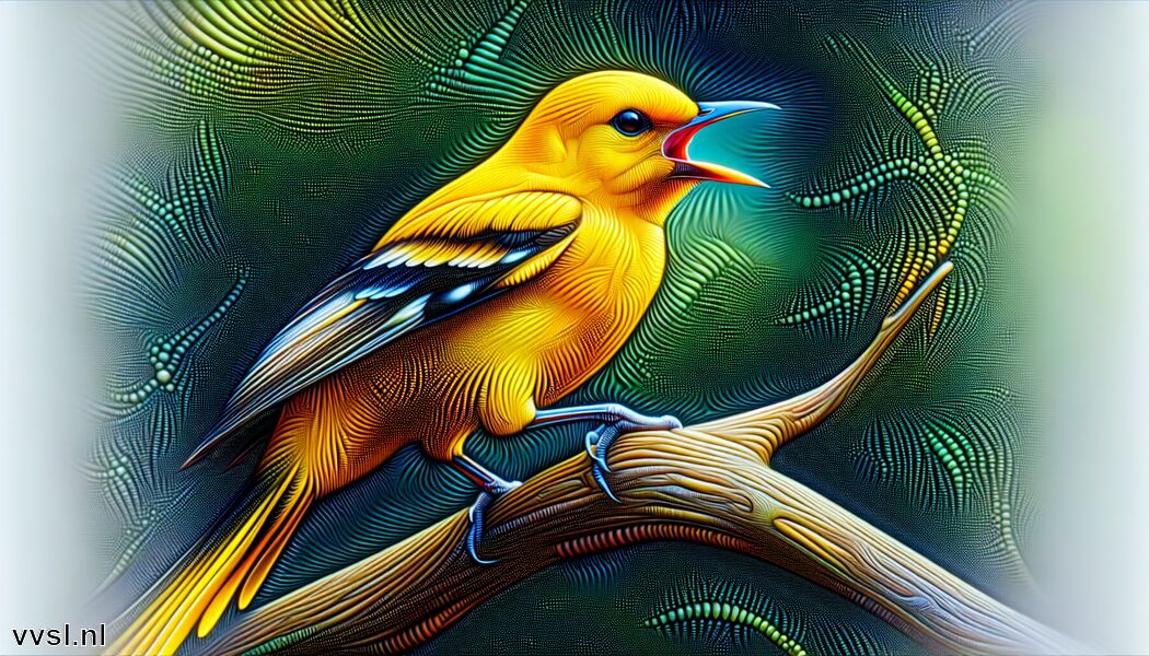 Geluid: heldere, muzikale zang   - Droom je van een Wielewaal » De Helder Goudkleurige Vogeltje