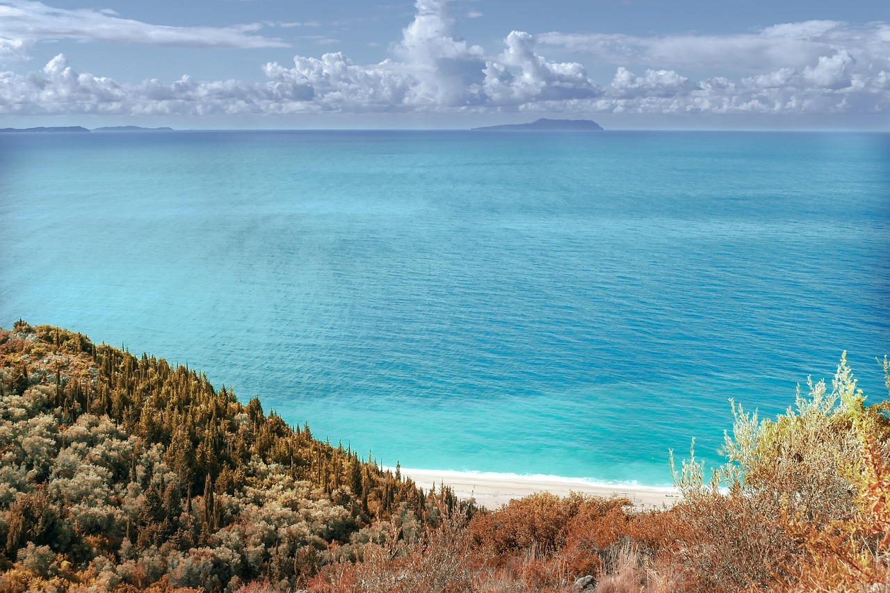 sea, water, albania, ocean, beach, blue sky, sky, sand, blue, nature, summer, vacation, travel, holidays, landscape, atmosphere, clouds