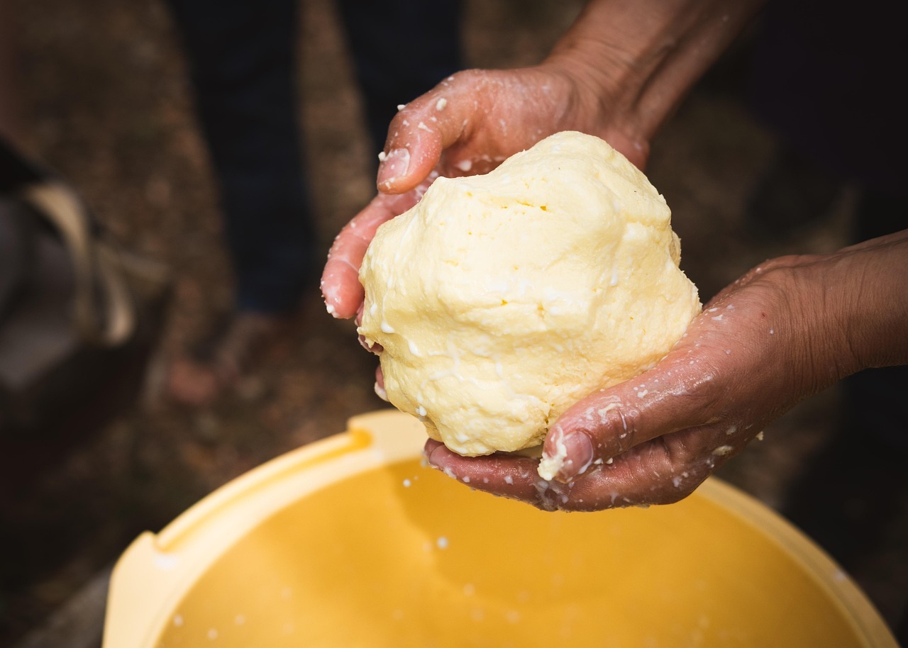 butter, meal, hands, food
